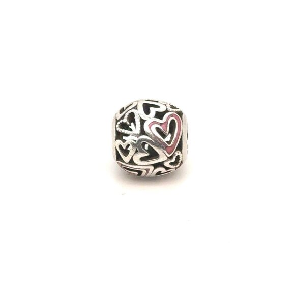 Pandora Pink Enamel Cut Out Hearts Charm - Picture 1 of 3